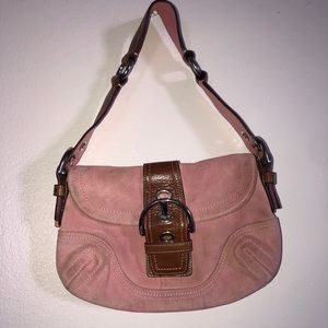 Pink suede Coach purse